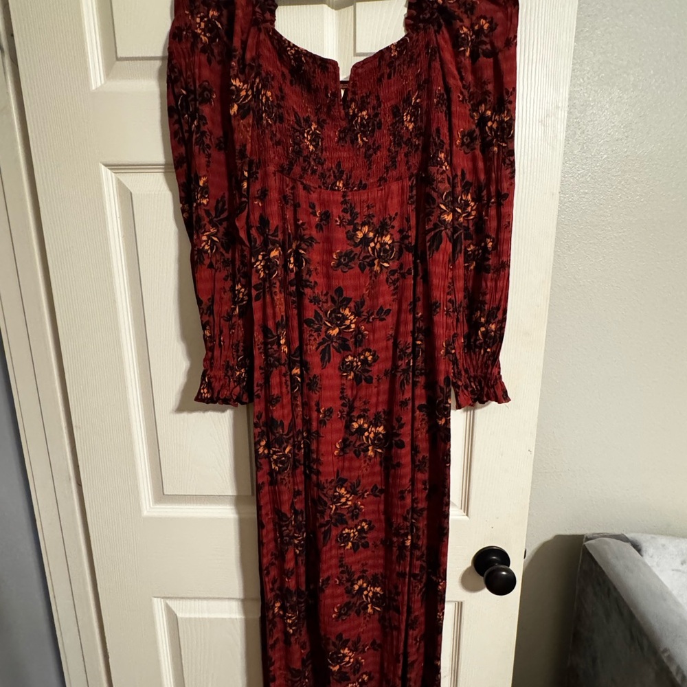 Free People Burgundy Floral Maxi Dress